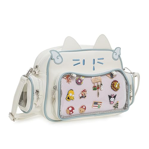 Kawaii Ita Bag Crossbody Bag Cute White Cat Backpack Girls Shoulder Bags Pin Display with Insert