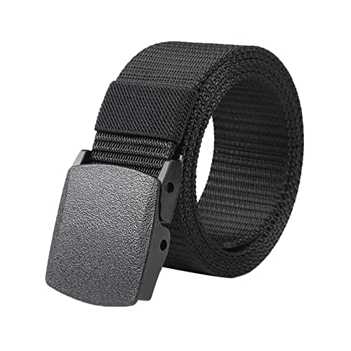 Webbing Canvas Outdoor Belt with Plastic Buckle for Men Nylon Men Belt (Black-A, One Size)