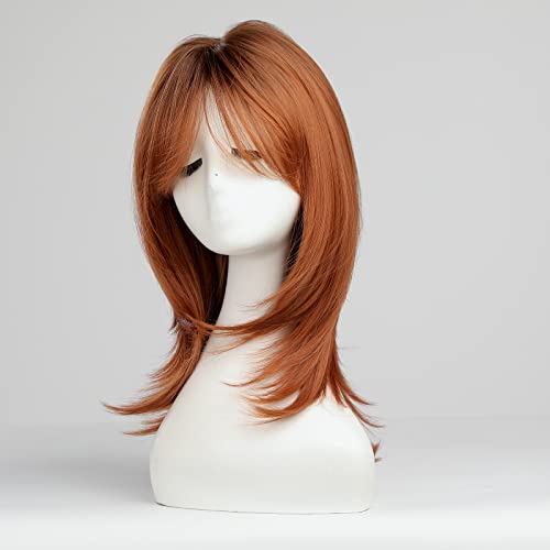 Perruque rousse thermorésistante longue à frange HAIRCUBE