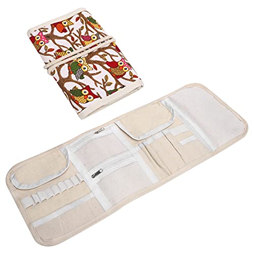 Tnfeeon Yarn Bag Crochet Bag Organizer Knitting Needles Case Oxford Cloth Empty Crochet Hooks Storage Bag Knitting Needle Storage Zipper Bag Household Outdoor Organizer(Owl)