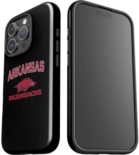 Skinit Impact Phone Case Compatible with iPhone 16 Pro Max - Officially Licensed University of Arkansas-Fayetteville Razorbacks Black Design