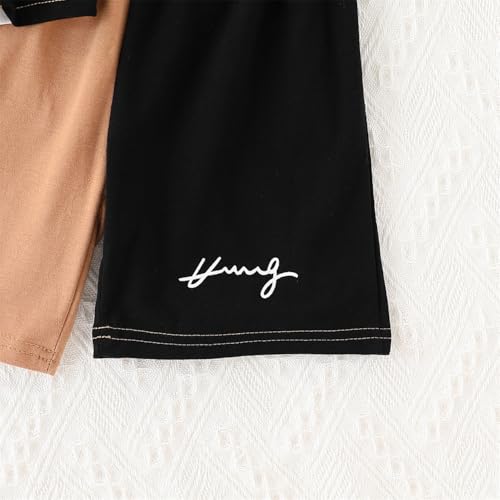 Image of Ayzozuy Boy Clothes Colorblock Top + Drawstring Waist Shorts 2 Pieces Kid Summer Outfits Set