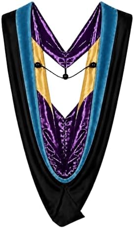 Cappe Diem Master Graduation Deluxe Hood (Nursing, Social Work, Theology, MBA, M.Ed, M.Sc.) Apricot Salmon Peacock (Peacock-Purple/Gold)