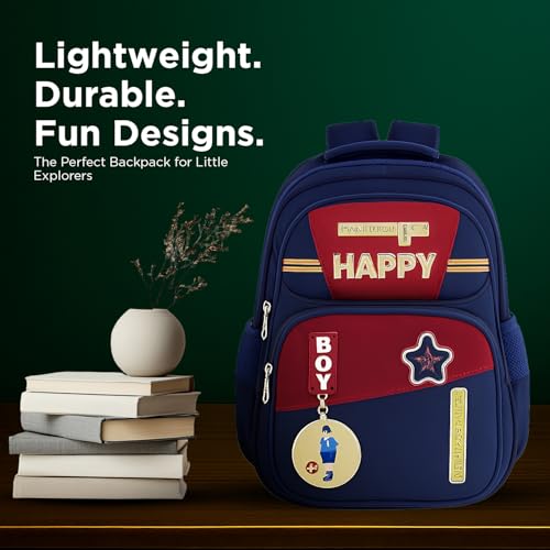 Image of School Bag for Kids Boys & Girls 5-10 Years - Cute Cartoon Dinosaur Backpack Large Capacity Waterproof School Bag with Bottle Pocket Multi-Compartment Lightweight Bag for Nursery & Primary