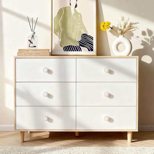 White 6-Drawer Dresser for Kids and Bedroom Storage