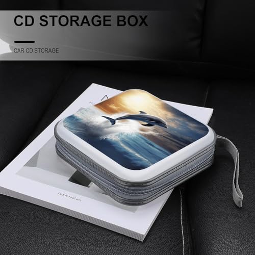 Funda de CD con 40 compartimentos y bolsa de plástico duro portátil con cremallera 6