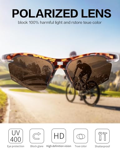 Image of BIRCEN Mens Polarized Sunglasses for Sports: TR90 Lightweight Sun Glasses Wrap Around Shades for Fishing Driving Cycling