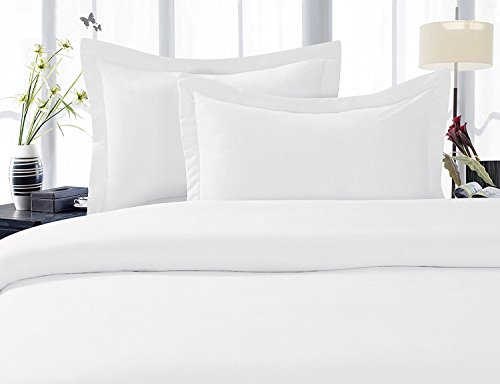 Solid White 300 Thread Count King/California King Size 3PC Duvet Cover Set 100 % Cotton with button enclosure