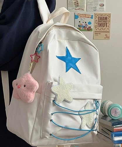 Y2K Backpack Star Backpack Preppy Backpack Cute Aesthetic Backpack Women College y2k Accessories (beige)3
