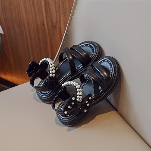 sfdgfhyf Baby Casual Sneakers Kids Slip On Shoes Toddler Kids Girls Pearl Butterfly Knot Single Princess Shoes (Black, 9 Toddler)3