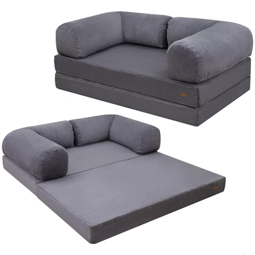 Consejos para Comprar Sofa Cama en L los más solicitados. 50 COMAX - Sofá cama plegable convertible 4 en 1, sofá de futón con reposabrazos en forma de L, silla de colchón, cómoda, portátil, plegable, para sala de estar, recámara,...