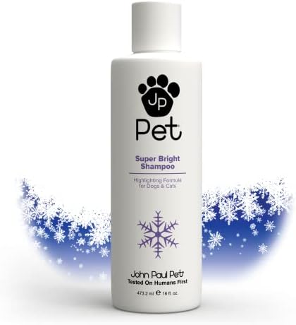 John Paul Pet Super Bright Shampoo for Dogs and Cats, Highlighting Formula Safely Whitens and Brightens Fur, 16-Ounce