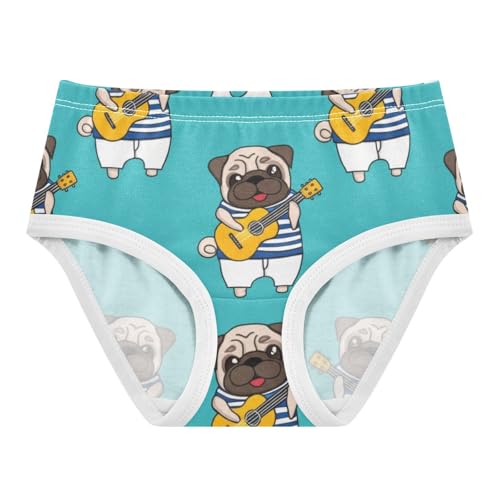Toddler Girl Panties, Pug Playing Guitar Girls Underwear Cotton, 2–8 Years