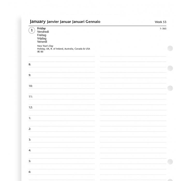Recharge agenda FILOFAX organiseur A5-1 jour par page - 148x210mm - 2027