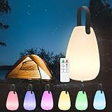 LED Akku Outdoor Lampe, mit Warmweißem 7 Farben Dimmbares Kabelloses Tischlampe, USB Wiederaufladbare IP65 Wasserdichtes Tischleuchte für Außen/Indoor Garten Restaurant Camping (Köper,L)