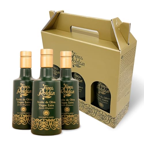 Finca Roldán - Aceite de Oliva Virgen Extra Premium - Aceite de Oliva de Calidad - Aceituna Verde Picual - Aceite AOVE Gourmet en Elegante Botella - Campaña 24/25-3 Botellas de 500 ml
