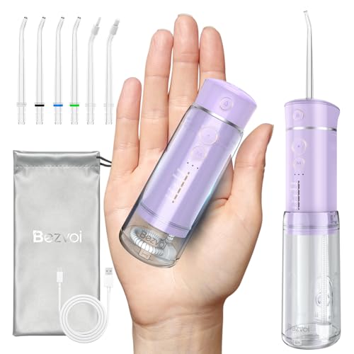 Viaje Irrigador Dental Portátil Bucal: 5 Modos, Selecciones de Limpieza de Dientes a Prueba de Agua IPX7, 6 Puntas para Dientes Limpieza de Encías Frenos Ortodoncia