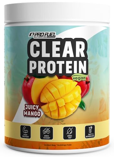 Clear Protein Vegan 360g JUICY MANGO, unglaublich leckerer & erfrischender Protein-Drink, vegane Clear Whey Protein/Iso Clear Alternative mit hochwertigem Erbsenproteinhydrolysat, 56% Protein