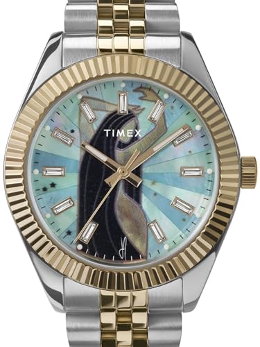Image of TIMEX Jacquie Aiche Analog Watch for Women with Multicolor Round Dial & Two Tone Stainless Steel Bracelet Band Water Resistant Women's Wrist Watches - TW2W63700X6
