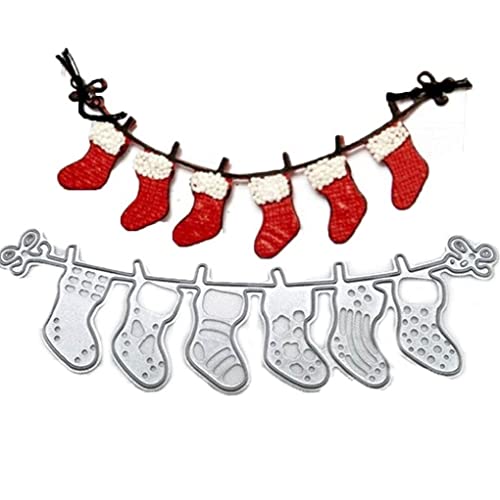 Lipfer Décorvages De Coupe De Noël De Noël, Chaussettes De Noël Banner Die Cuts Genbosing Pochings Modèle pour Carte Scrapbooking DIY Craft Album Carte Paper Carte Decor