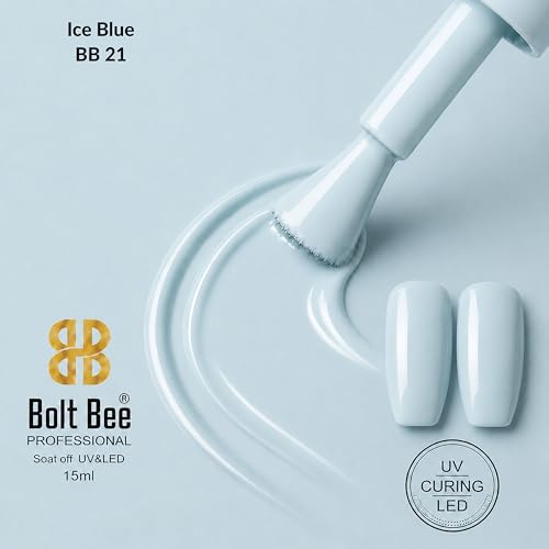 Image of Bolt Bee Ice Blue Color Gel Nail Polish Soak Off UV Gel DIY at Home 15ML Manicure Salon Nail Art