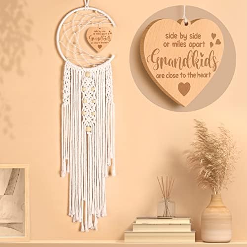Trabuono Mothers Day Best Grandma Gifts from Granddaughter Grandson Grandkid - Dream Catcher with Warm Heart Pendant Funny Birthday Gifts Ideas for Grandmother Nana New Grandma - Boho Home Wall Décor