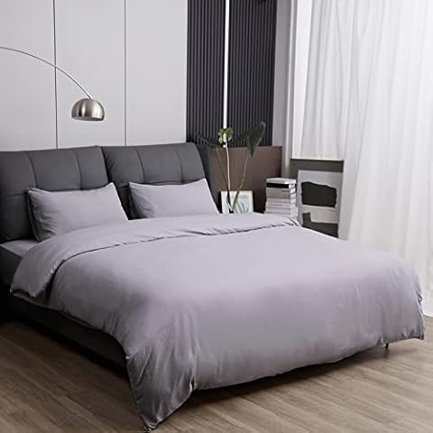 Sweetnight Bedding 2 PCS Duvet Cover Sets-150x220cm Soft Brushed Microfiber Easy Care Duvet Cover with 1 Pillow cases 40x75cm-Zipper Closure Comfort Bedding Quilt Cover Set(Dark Grey) Cover