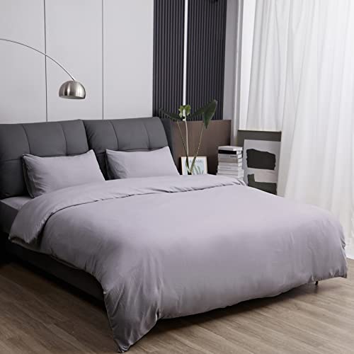 Sweetnight Juego de Funda de Edredón Gris Oscuro, 200x200cm Funda de Edredón x 1 + 75x50 cm Funda de Almohada x 2