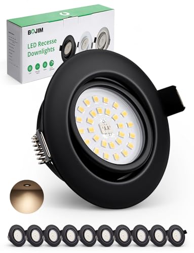 Bojim Faretti Incasso Cartongesso Nero, 10x Faretti Led Dimmerabile da Incasso per Cartongesso Luce Bianco Neutro 4000K 600LM, Faretti Led Iinterno Cartongesso Orientabile di 30° 83Ra per Cucina