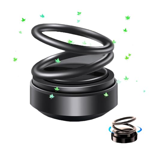 Portable Kinetic Molecular Heater,Solar Rotating Double Ring Suspension Car Aromatherapy Ornament,Air fresheners suitable for cars, indoor spaces, and toilets (Black)