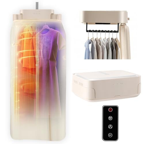 Portable Clothes Dryer, Foldable Mini Laundry Dryers with Cover & Remote Control, 600W Quickly-Dry Indoor Electric Drying Machine, 3 Modes & 360Min Timer for Apartments, Travel, RV, Home Use