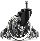 Office chair Caster wheels CINEYO replacement rubber chair casters for hardwood floors and carpet, (set of 5) heavy duty office chair casters for chairs to replace office chair mats Universal fit