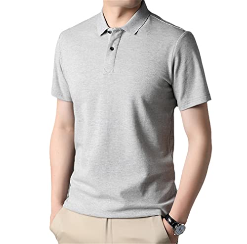 Polo d'été gris en coton respirant coupe ample homme 3XL manches courtes