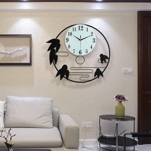 Image of Stylish Metal Wall Clock for Living Room, Bedroom, Office, Kitchen, Home and Hall | Antique Fancy Big Size Modern Wall Watch for Home Decor (Style-44, 40 CM)