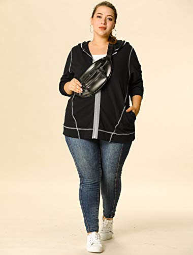 Agnes Orinda Women's Plus Size Hoodie Zip Front Long Sleeve With Pockets Casual Hoodies Jackets 2023 2X Black #TOP2