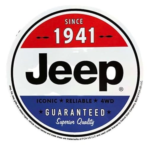 Image of Jeep Since 1941 Round Vinyl Sticker 4 Inch - Red White Blue Logo Decal Indoor Outdoor (3)