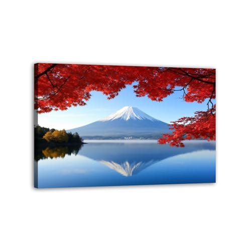 Large Canvas Wall Art Colorful Autumn Season Mountain red leaves