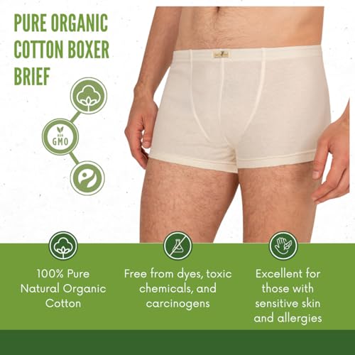 100% Pure Organic Cotton Mens Boxers Briefs Shorts Underwear White Sustainable Clothing3