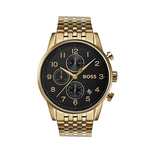 BOSS Herren Chronograph Quarz Uhr mit Edelstahl Armband 1513531