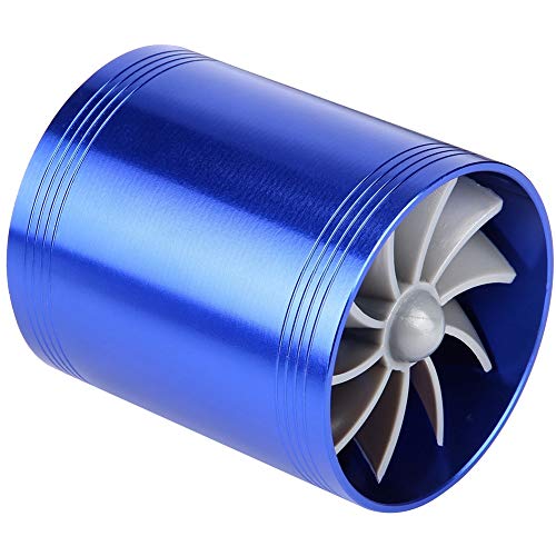 Duokon Car Air Intake Turbonator Dual Fan Turbine Super Charger Gas Fuel Saver Turbo(Blue)
