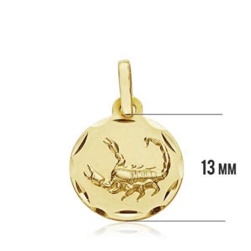 Medalla oro 18k Escorpio 13mm signo zodiacal