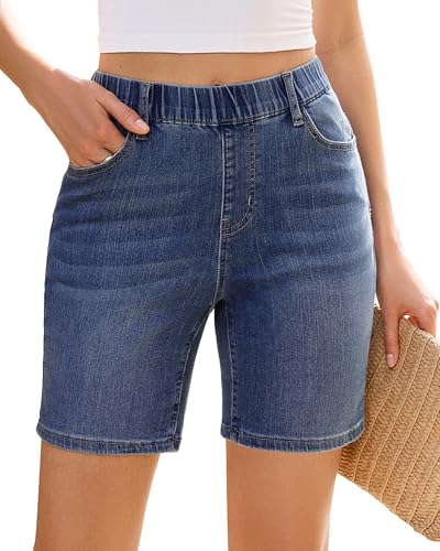 Vetinee Jeans Damen Sommer Kurze Hosen Damen Jeans Indigo Dunkelblau...