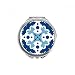 Blue Talavera Decorative Flower Ilustration Hand Compact Mirror Round Portable Pocket Glass