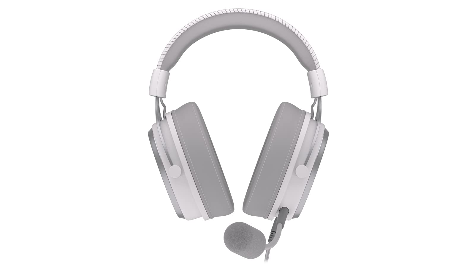 ENDORFY VIRO Plus USB Onyx White, Cuffie Over Ear, Coppia aggiuntiva di Cuscinetti in Tessuto, Microfono Staccabile, Cavo Staccabile, Scheda Audio USB 7.1, EY1A005