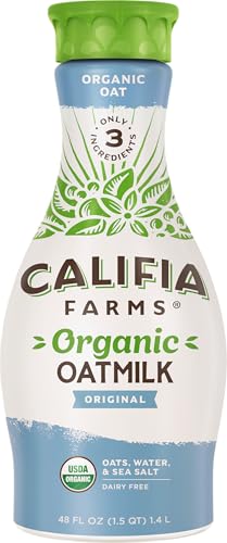 Califia Farms - Organic Original Oat Milk, 48 Oz, Dairy Free, Plant Based, Vegan, Non GMO, USDA...