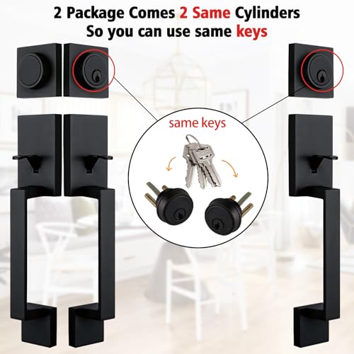 Image of NEWBANG 2 Pack Keyed Alike Entry Handlesets for Front Doors with Same Keys