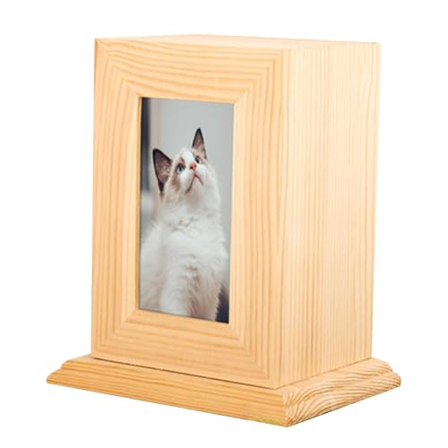 ycezw Memoria De La Urna Animales - Madera Madera, Recipiente Recuerdo | Cremación Foto Caja Animales, Montada, Homenaje Perros Cenizas