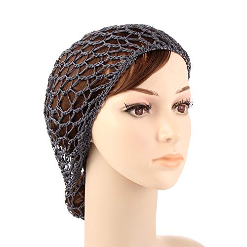 Kuuans Fashion Soft Turban Rayon Head Bands Wigs Mesh Snood Crocheted Hairnet (Grey)
