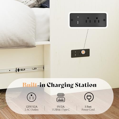 image for AMERLIFE Twin Murphy Bed Cabinet with Charging Station and Storage Dra