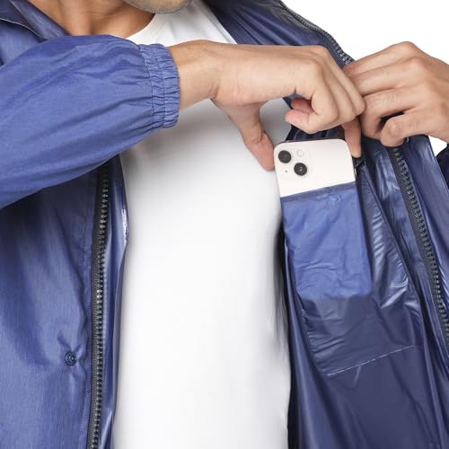 Image of Citizen Hooded Raincoat for Men Women Waterproof for Bike Riders 2T Slub Fabric Lightweight Stylish Sealed Hood, Large Pockets, Heavy-Duty Zippers Rainwear with Carry Pouch-CR014